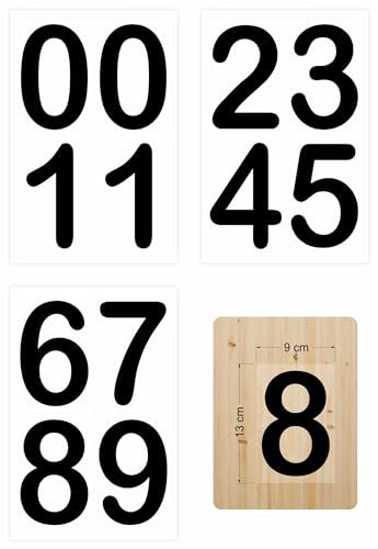GOYAPRINT Pegatinas 13cm Numeros Adhesivos del 0 al 10 Fondo Transparente Enumeración Señalización para Taquillas Habitación de Hotel Oficina (Fondo Transparente Números Negros, 90x130 mm)