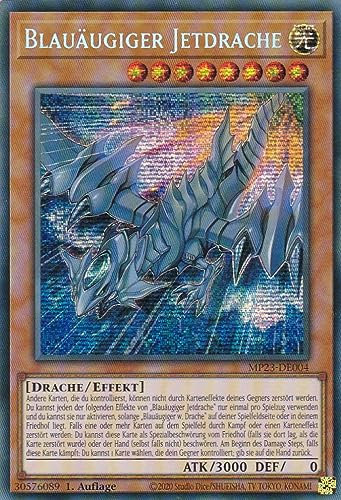 MP23-DE004 - Blauäugiger Jetdrache - Secret Rare - Deutsch - 1. Auflage - 25th Anniversary Tin: Dueling Heroes Mega Pack Einzelkarten - mit LMS Trading Fieldcenter-Karte