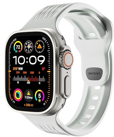 LULULOOK FKM Cinturino per Apple Watch Ultra, Fluorescenti Luminosi, in Elastomero Fluorescente, Piacevole e Morbido, Antiossidazione e Antiriflesso, Cinturino per Apple Watch 8 45mm, 10 9 8 7 SE SE2