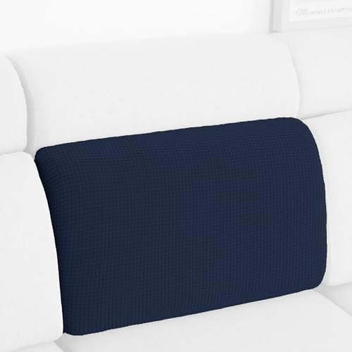 HOMEYA - Funda para cojin de sofa, Protector de cojin de Asiento ajustable con elastica, tela de poliester ( Marino, Reposo espalada - 50x40x20 )