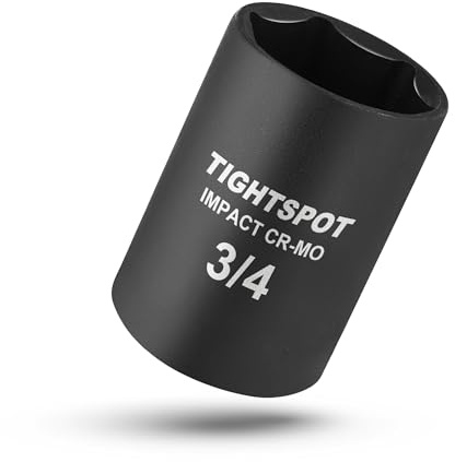 Tightspot 3 8 Zoll Antrieb 3 4 Zoll Flacher Schlagschrauber-Steckschlüssel Mit Anti-Rundungs-6-Punkt-Design, Wärmebehandelter Crmo-Stahl