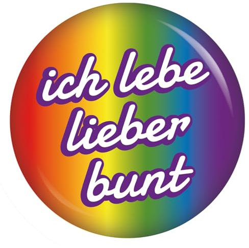 ich lebe lieber bunt 56mm Buttons Anstecker Kiwikatze Frieden