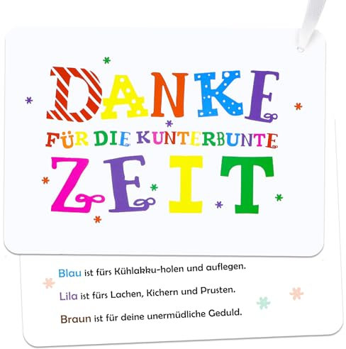 BETESSIN 10 Stück Kita Abschied Geschenkanhänger Karten - Danke für die kunterbunte Zeit - Anhänger Etiketten für Abschiedsgeschenk Kindergarten, Dankeschön Geschenk Erzieherin uvm.