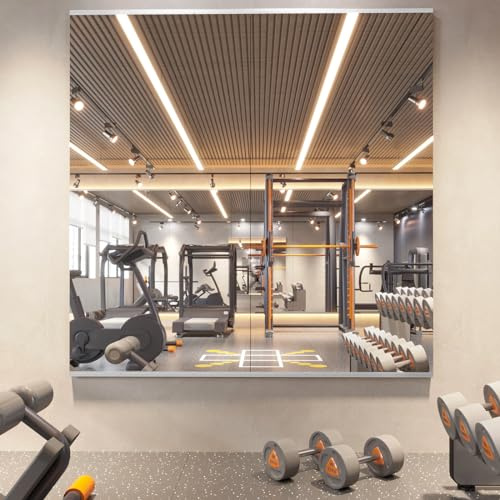 pertetey Heimfitness-Spiegel, 122 x 61 cm, Rahmenlos, großer Yoga-Spiegel aus gehärtetem Glas, Wandspiegel in voller Länge, für Fitnessstudio, Yoga, Studio, Schlafzimmer, 2 Stück
