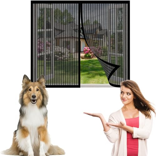 Premium Slim Fliegengitter 150 x 90 cm Ohne Bohren Insektenschutz Moskitonetz Klebmontage Ohne Bohren für Alle Arten von Fenstern, Schwarz