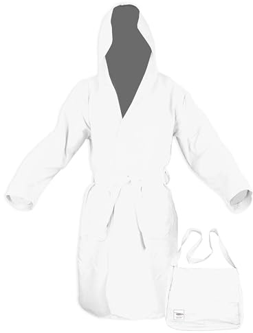 Tex family - Accappatoio Microfibra Poddy Tecnico | Assorbe 5X più della Spugna | Leggero e di Rapida Asciugatura | Ideale per Sport e Viaggio | Bianco | Taglia L
