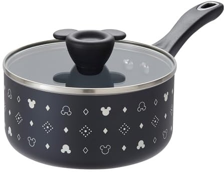 Prestige Disney Monochrome Mickey Mouse Non Stick Saucepan with Lid 18cm, Ceramic Induction Saucepan, PFAS & PFOA Free, Non Toxic Cookware, Black & White