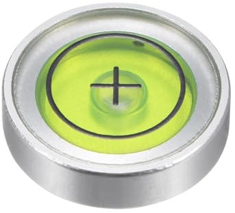 sourcing map Round Bubble Level 14.5x3.8mm Mini Circular Bullseye Spirit Levels for Leveling Camera Tripod Telescope Workshop Turntable Pictures Frame, Silver Green
