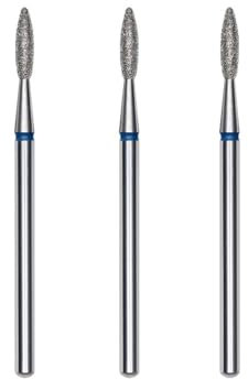 STALEKS PRO set 3 fresas de diamante para cutículas, 2.1x0.8 mm. Forma de Flama redondeada (Grano Medio)