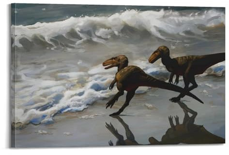 Dinosaurier-Poster, Velociraptor, ausgestorbene Tiere, dekoratives Gemälde, Leinwand-Kunstbild, 20 x 30 cm