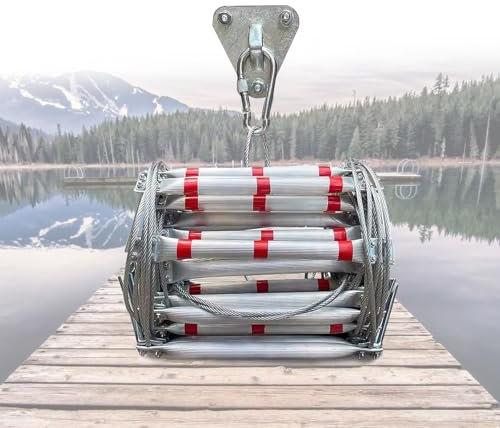 Feuerleiter 3 m 5m 10m 15m 20m, Strickleiter Rettungsleiter 3-10 Stockwerke Multifunktionale Fluchtleiter Notfall-Leiter Hängeleiter mit Alusprossen für Balkon Fenster Boot(12m)