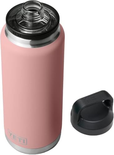 YETI Rambler Bottle Chug, Vaccum Insulated Stainless Steel Bottle with Leakproof Chug Cap, Sandstone Pink, 36 oz (1065 ml)