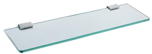 Melairy Glasablage Wandmontage gehärtetes Badregal Edelstahl 25cm gehärtetes transparentes Glas mit Chromhalterung für Badezimmer Schlafzimmer Küche Balkon