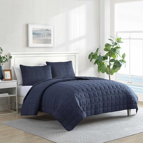Nautica - King Quilt Set, Super Soft Brushed Micro Jersey Bedding with Matching Sham(s), Cozy Home Decor (Solid Brushed Micro Jersey Blue, King)