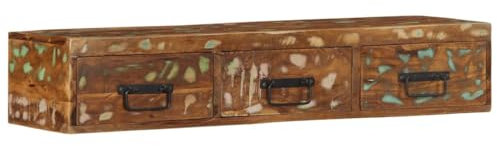 vidaXL Wall-Mounted TV Cabinet - Retro Solid Reclaimed Wood Design - Multicolour - 100x30x19 cm - Living Room Storage Solution