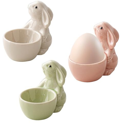 EEPLUYTY Eierbecher Porzellan, Kaninchen-Eierbecher, Ostern Eierbecher,Eierbecher, Eierbecher Keramik, Perfekt Für Eier Zum Frühstück, Ostern Und Verschiedene Feste (L, individuell, 3)