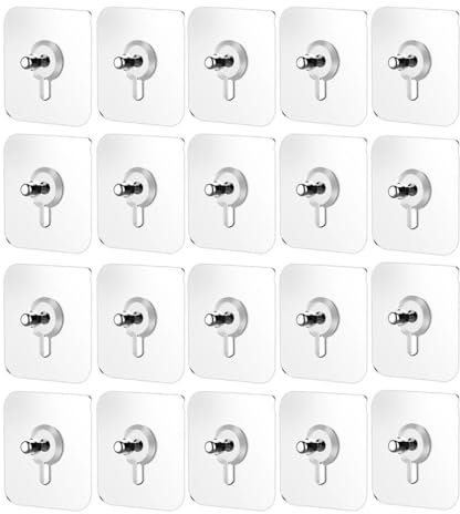 OUDQFCJ 20 Adhésifs Accroche Tableau Sans Percer Fixation Murale pour Cadres Photo Peintures Attaches Cadre Adhésives Crochets Lot de 20