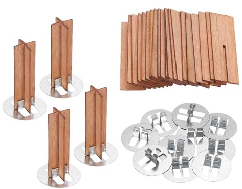 QUARKZMAN 10 Set Holzdochte, 0,5 x 1,6 Zoll Natürliche Holzdochte mit Ständer Kreuzform Kerne für Kerzenherstellung
