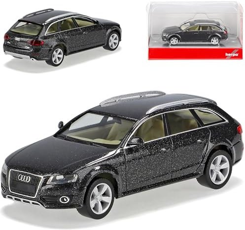 A*u*d*i A4 B8 Avant Allroad Quattro Kombi Schwarz Grau 2007-2015 H0 1/87 Herpa Modell Auto mit individiuellem Wunschkennzeichen