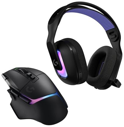 Logitech G G522 Wireless Gaming Headset & G502 X Plus Wireless Gaming Mouse - LIGHTSPEED Wireless Mouse and Headset Combo with RGB LIGHTSYNC - compatible with PC/Windows - Black