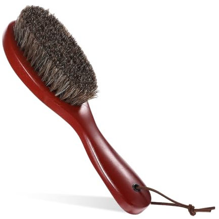 Ptwola Kleiderbürste Wäschefleckenbürste weiche Pferdeborsten Kleidung Stoffrasierer Holzgriff Reinigungsbürste Fusselbürste für Tierhaare Wolle Jacken Hüte Schuhe Möbel Hauben