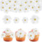 GoldRock 65 Stk Gänseblümchen Tortendeko Essbar Weiß,Essbare Blumen für Torte,Essbare Blüten Tortendeko,Daisy Esspapier Cupcake Topper Deko,Gänseblümchen Muffin Deko für Hochzeit, Geburtstag,Babyparty