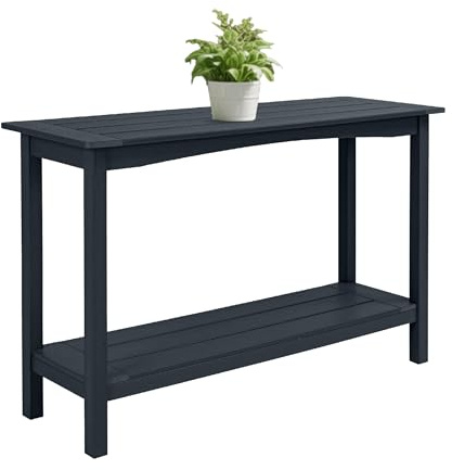 Wetterfeste Outdoor-Konsolentisch mit 2 Regalen 122 cm Schmales Sideboard für Eingangsbereich, Terrasse, Garten & Balkon | HIPS Material | Multifunktional als Bar-Tisch, Ablagetisch oder Pflanzentisch