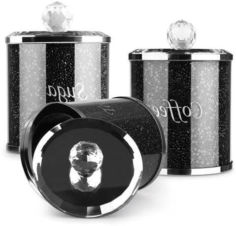 Tea Coffee Sugar Canisters Sugar Canisters Glass Crushed Diamond Reusable Crystal Filled Tea Coffee Set with Lid for Kitchen Home Present