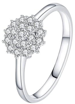 Skcess 9K Weißgold Eheringe Weiß Ring Moissanite Damen 9X9mm, Eingelegte Steine Ring Damen Größe 52 (16.6)