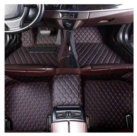 OGJFD Car Fußmatten Für VW Für Tiguan 5N Für MQB 2017 2018 2019 Auto Fußmatten Auto Teppiche Fuß Coche Fussmatten Auto(Black-red)