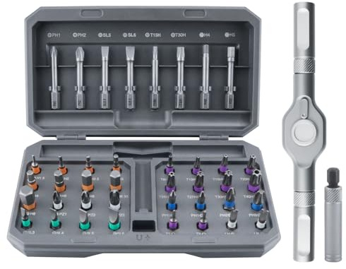 42-in-1 Magnetic Ratchet Screwdriver Set with 40 S2 Steel Bits & T-Handle | Portable Multi-Purpose Repair Kit with Storage Case – 58-Tooth Ratchet for Electronics, Furniture, Bicycle & Household DIY