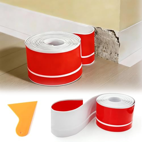 Sockelleiste Selbstklebend, 6M Weichsockelleiste Selbstklebend Knickleiste individuell zuschneidbar, 50x20mm Sockelleiste Einfache Montage, DIY Renovierung Für Altbau, Badezimmer, Wand, Boden