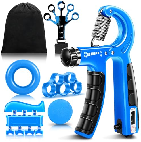 Flintronic Hand Grip Strengthener Kit, Adjustable Forearm Strengthener (5-60 kg), Adjustable Resistance Hand Exerciser, Hand Gripper for Building Strong Wrists, Fingers, Forearms & Hands