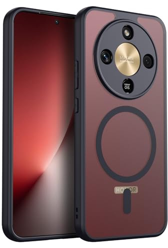 Oududianzi Magnetische Schutzhülle für Honor Magic 8 Lite, Nicht kompatibel mit Anderen Modellen, Durchscheinende Matte Rückseite, Ultradünne, stoßfeste Handyhülle (Schwarz)