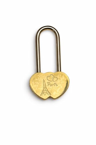 Cadenas Gravé Paris en Forme De Cœur Double Pour Amoureux, Mariage, Anniversaire, Saint Valentin, Evenement 50 Mm (sans clé), Une seule chance de l'accrocher au meilleur endroit
