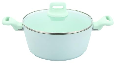 6.5L Stockpot with Lid Non Stick Cooking Pots Induction Base Aluminum Casserole Pot for Cooking Soups & Brew Boiling Stews Pots (Green, 28cm Stock Pot)