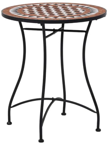 Qnhdfrt Set Bistrò 3 pz da Giardino Tavolo e 2 Sedie Mosaico Terracotta | Elegante set da esterni in piastrelle ceramiche e ferro battuto, ideale per arredare balcone, terrazzo e patio.
