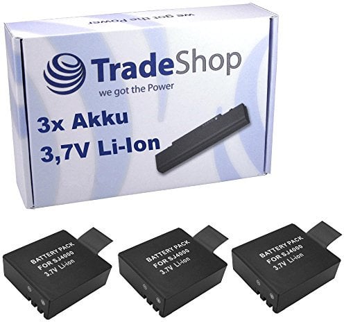 3X Hochleistungs Li-Ion Akku 3,6V/3,7V 900mAh für Qumox Sport Camera SJ4000, SJ5000, SJ6000, Evolveo Sportcam A8, W7, W8, Sjcam M10, SJ4000, SJ5000, SJ6000, Eken H9 4K