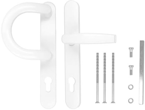 Türgriff/Türdrücker/Türklinke/Drückergarnitur DHS 92mm (Schildbreite 32mm) Oval - Weiß RAL 9016 - Bügelgriff