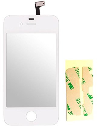 Genieforce® Touchscreen Glas Digitizer WEIß für iPhone 4S, mit LVA Flexkabel - inkl. 3M Kleberstreifen - WEIß White - NEU