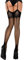 Fiore Bas Grande Taille pour Porte Jarretelles - Motif effet Couture et Talon Cubain (5, Noir)