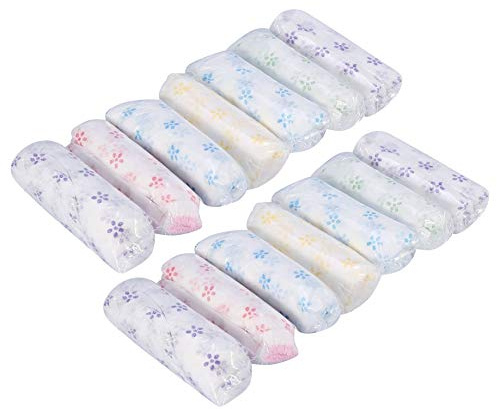 LAEMILIA 14Pcs Women Disposable Underwear Maternity Double-Layer Cotton Crotch Non-Woven Elastic Waist Floral Print Underpants for Travel Hotel Spa (Multicolored 14P, Tag L/10)