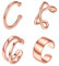 Manchette Oreille Femme Or Rose - Lots de 4 Pcs Helix Anneau Réglable en Argent- Bijoux Boucles d'oreilles pour Hélix sans Trou - Non Piercing EarCuff Boucle d'Oreille Clips Non Percées Femms Filles