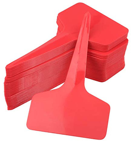 KINGLAKE 100 Stück Pflanzenschilder Für draussen Wetterfest, Pflanzenstecker Mit 1 Marker Zum Beschriften, Schilder Beschriftung, Stecketiketten Pflanzen, Namensschilder Für Gemüse, Kräuter-rot