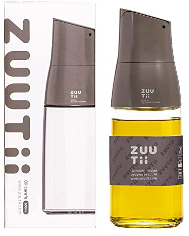 Zuutii Olivenölspenderflasche – tropffreier Ausguss für Küche, Glas, Grau