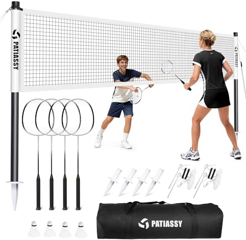 Patiassy Complete Badminton Set for Backyard Outdoor Badminton Net & Racket