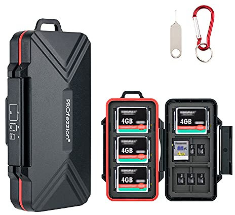 PROfezzion 36 Slots Memory Card Case, SD Card Holder for 12 SD/SDXC/SDHC & 18 Micro SD/TF & 6 CF/Cfast Cards, Water-Resistant & Anti-Shock Designed for SD Card Storage with Rubber Interior