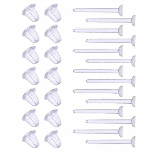 Kunststoff Ohrringe, klare Ohrringe klare Post Ohrring Pfosten und Verschlüsse Silikon Stud 100 Paar Zurück Blank Pins Stud…