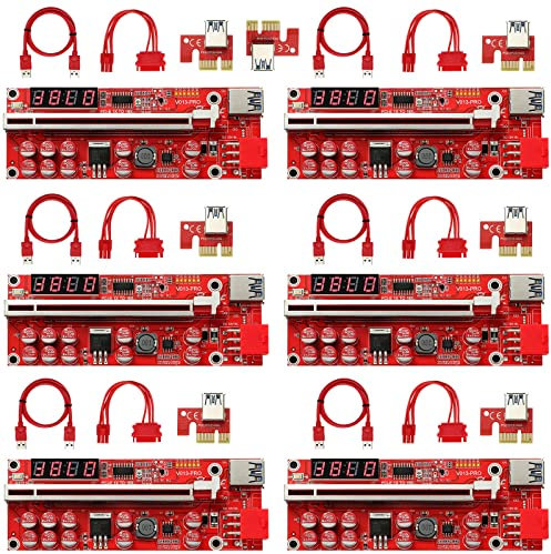 MZHOU PCIE 1X zu 16X Grafikkarten-Verlängerungskabel, mit USB 3.0 PCIE-Verlängerungskabel und Digitalanzeige für Bitcoin-Mining-Maschinen – VER013 PRO
