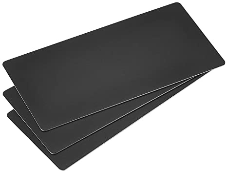 sourcing map 3 Stück Leere Metall Karten 80x40x1mm, Schwarz Metallkarte | Aluminium Platte, DIY Lasergravur Rohlinge Tag für Klingelschild Visitenkarten Namensschilder Briefkasten Türschilder